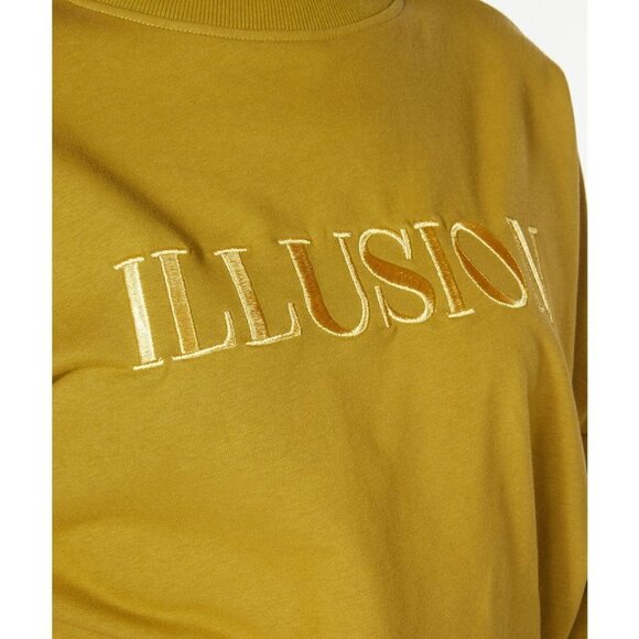 NWT ESQUALO ILLUSION Olive & Gold Embroidered Crewneck Sweater - Picture 8 of 10